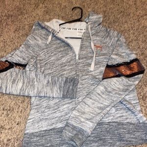 PINK grey jacket and sweatpants set